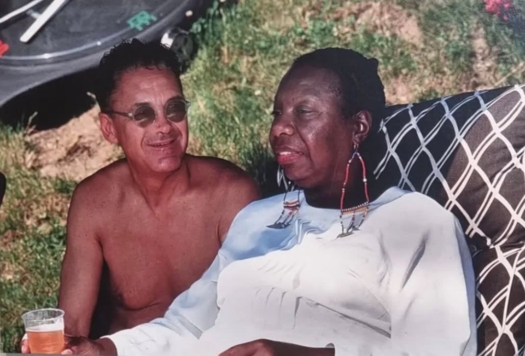 Nina Simone et Claude Nobs, aux Chalets de Claude Nobs (Haut-de-Caux), en 1990.