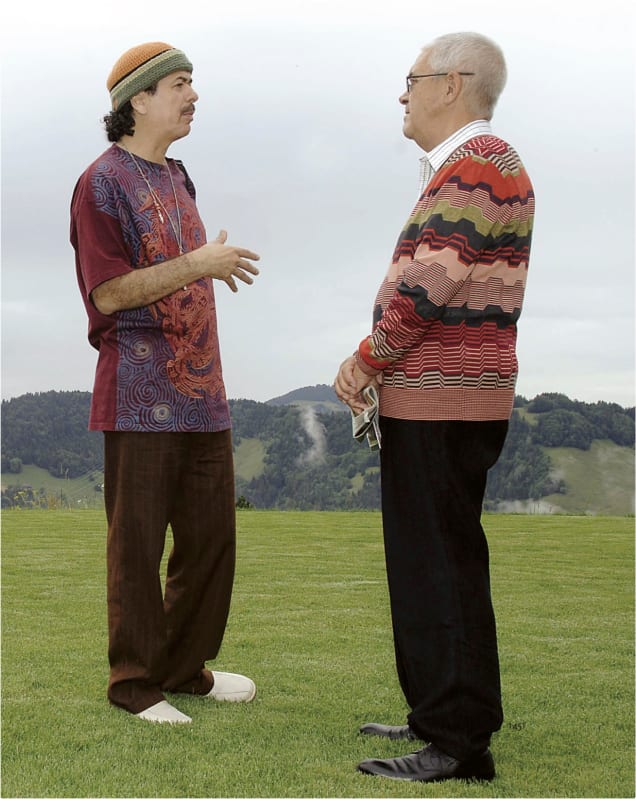 Carlos Santana et Claude Nobs aux chalets de Caux, en 2006.